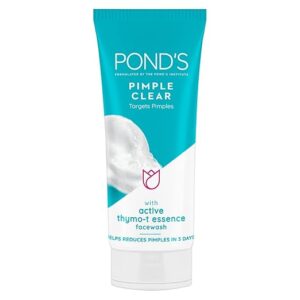 POND's Pimple Clear, Facewash, 100G, For Glowing Skin, With Active Thymo-T Essence Formula, Helps Reduce Pimples In 3 Days, Face Wash Controls Oil, Reduces Blackheads Brand: POND'S