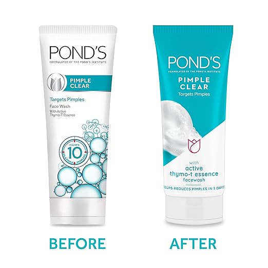 POND's Pimple Clear, Facewash, 100G, For Glowing Skin, With Active Thymo-T Essence Formula, Helps Reduce Pimples In 3 Days, Face Wash Controls Oil, Reduces Blackheads Brand: POND'S - Image 2